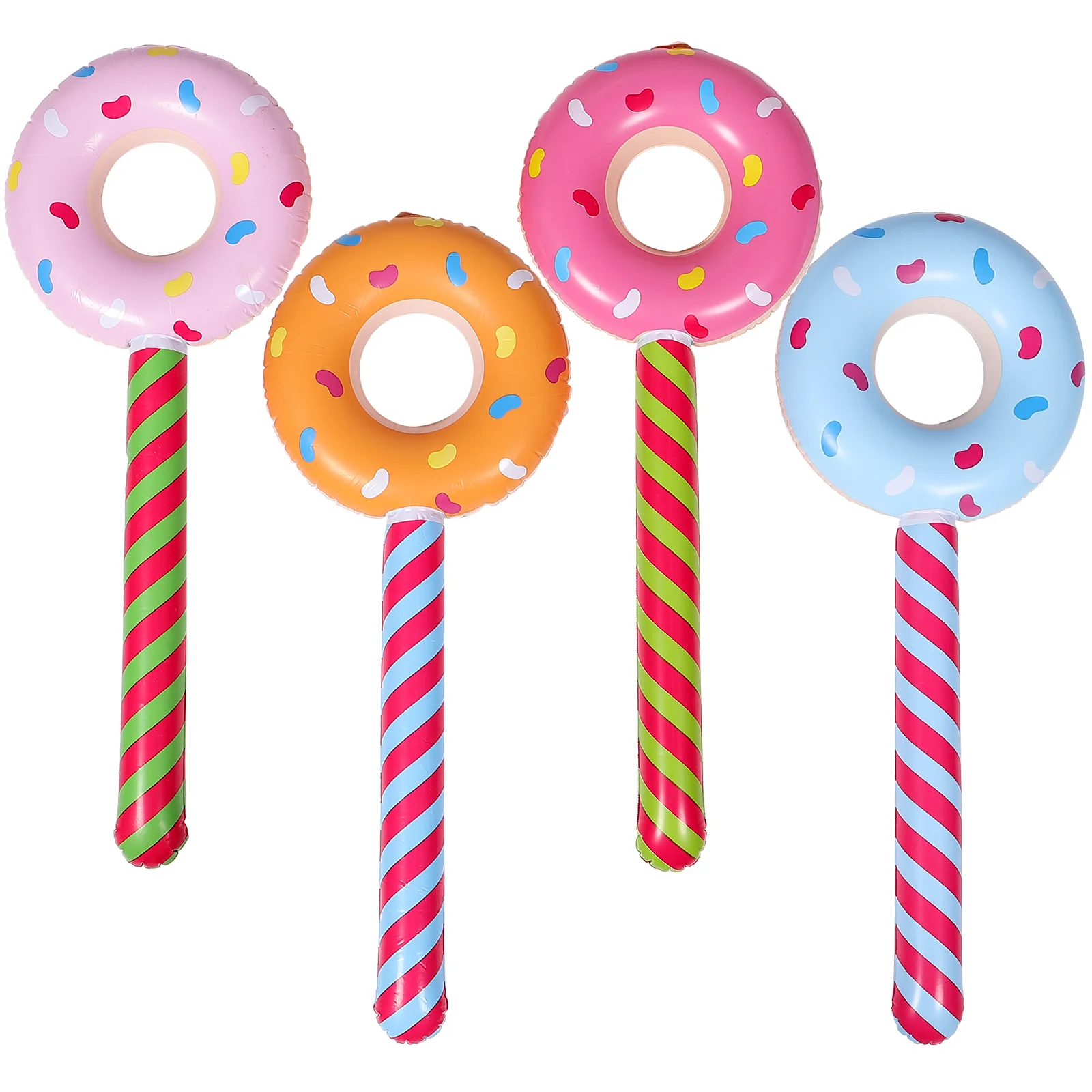 

4 Pcs Donut Inflatable Stick Lollipop Balloons Pool Lollipops Sticks Summer Toys