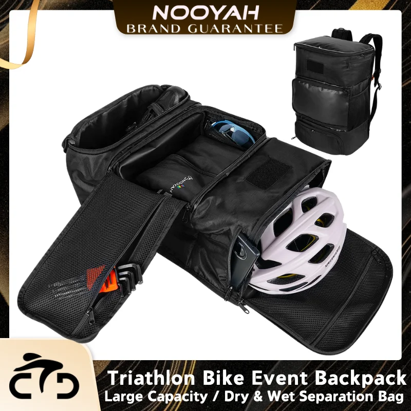 

NOOYAH Bike Bag Triathlon Bicycle Event Backpack Large Capacity Wet and Dry Separation Bike Accessories Cycling Helmet Equipment