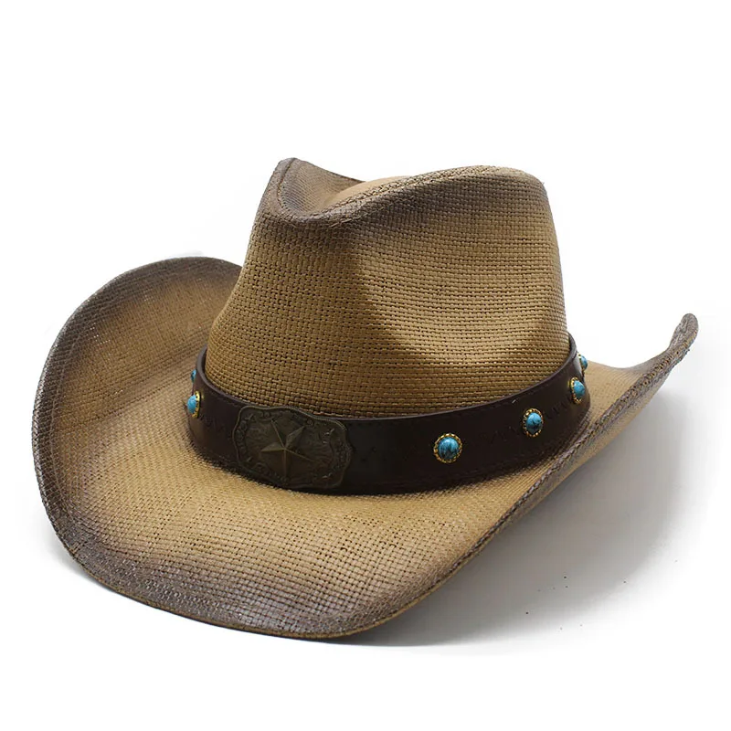 

Retro Tibetan Ethnic Style Cowboy Hat Men's And Women's Big Brim Western Horse Riding Sun Protection Straw Hat Sun Hat Summer