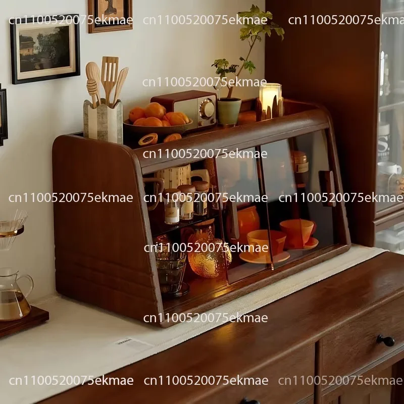 Solid Wood Cup Holder Chinese Desktop Side Cabinet Water Dining Table Countertop Storage Cabinet Cup Storage
