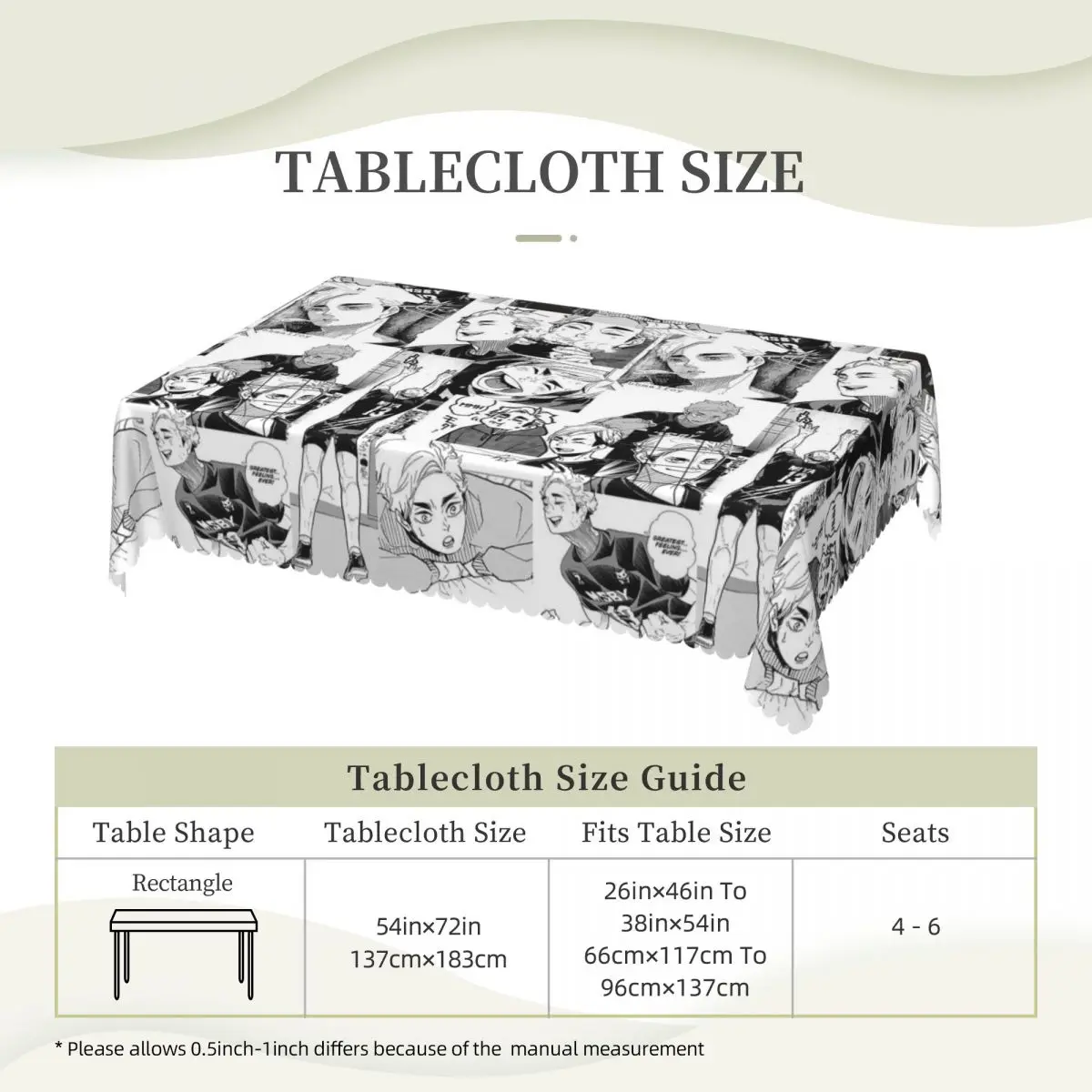 Haikyuu Anime Sakusa Kiyoomi And Atsumu Customized Rectangular Tablecloth Oilproof Table Cover for Dining Events Table Cloth