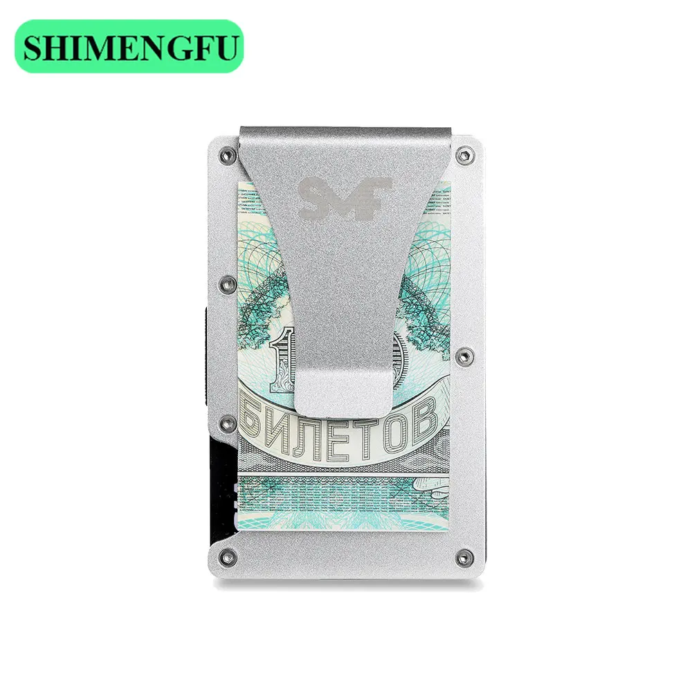 SHIMENGFU Chống Rfid Kim Loại Ngân Hàng Thẻ Nam Tối Giản Ví Mỏng Chiến Thuật Thiếp Chủ Thẻ Ốp Lưng Nam Ví