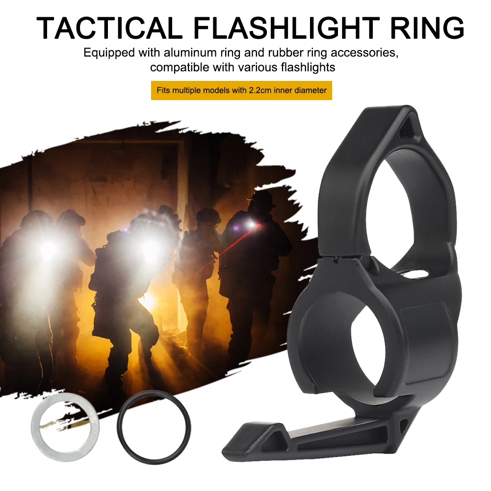 Outdoor Bicycle Multifunction Finger Ring Tactical Switchback Flashlights Holder Compatible Pocket Clip Hunting Camping Supplies