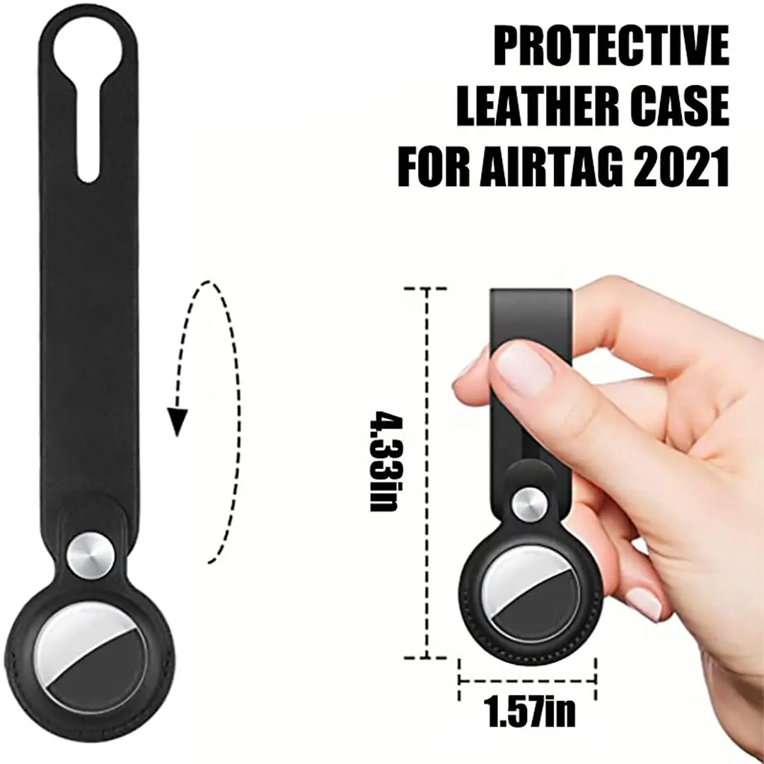 ซองหนังแท้สําหรับ AirTag Anti-Scratch ป้องกันผิวพร้อมพวงกุญแจห่วงสําหรับ AirTags คีย์,กระเป๋าเป้สะพายหลัง,กระเป๋าเดินทาง