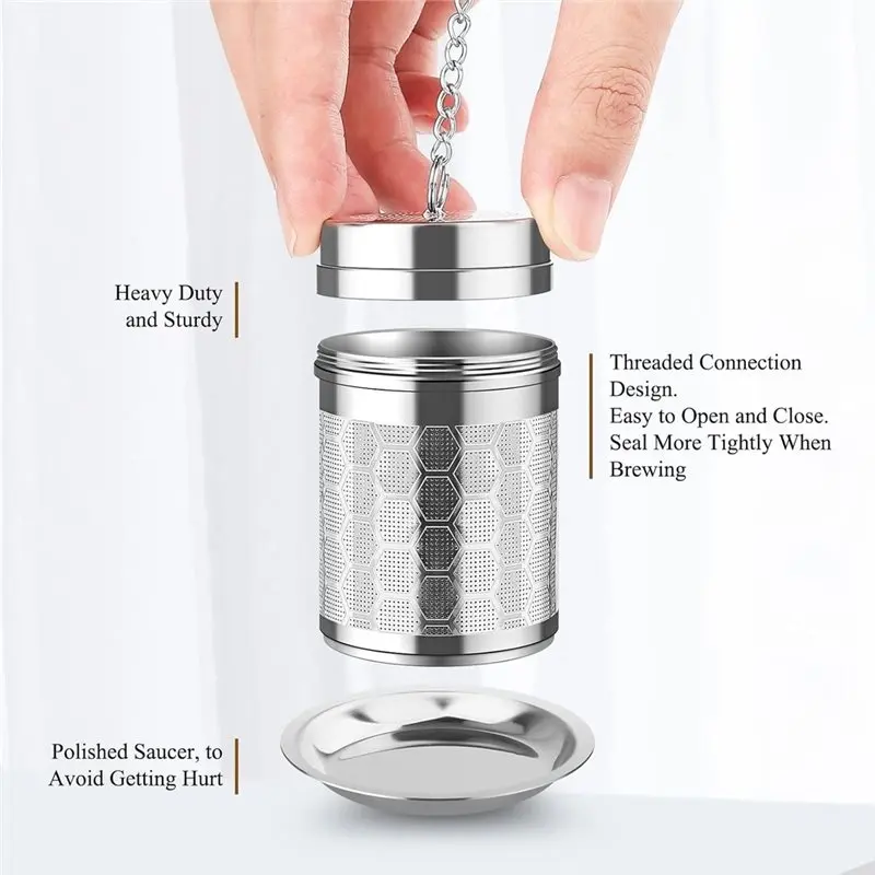 ABRU-For Tea Infusers 2 Pack 304 Steel Fine Mesh For Loose Leaf For Teas, Spices& Seasonings, Mesh Filters Trap Sediments