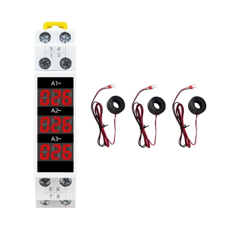 Mini Medidor de Corrente Modular Din Rail Mount Fase Ampere Medidor Indicador de Calibre Led Digital Display Amperímetro