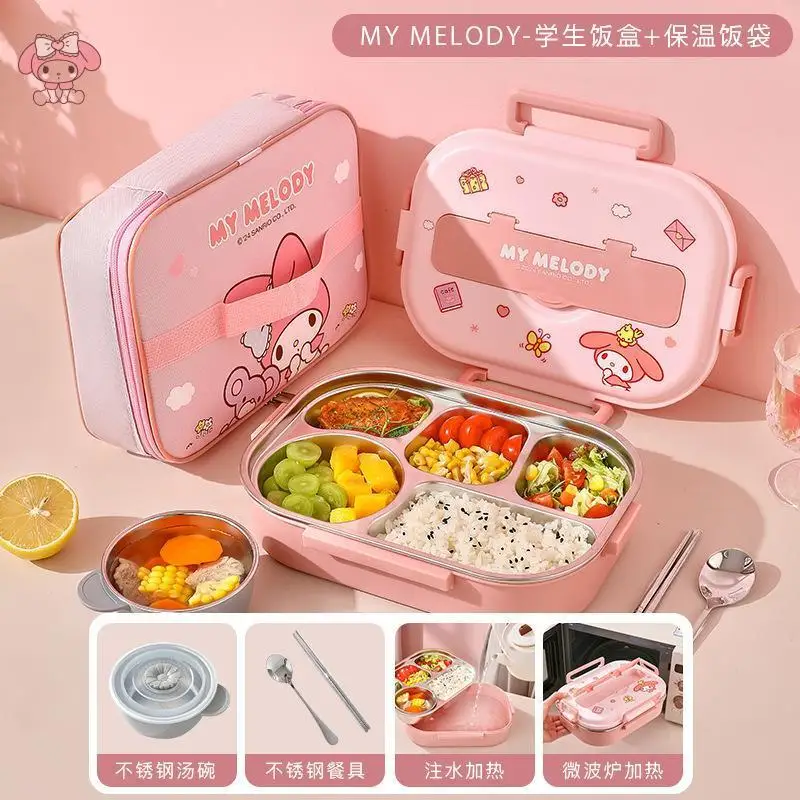 Милый мультфильм Sanrios My Melody посуда ланч-бокс многофункциональный большой емкости красивый термоизоляционный мешок ланч-бокс