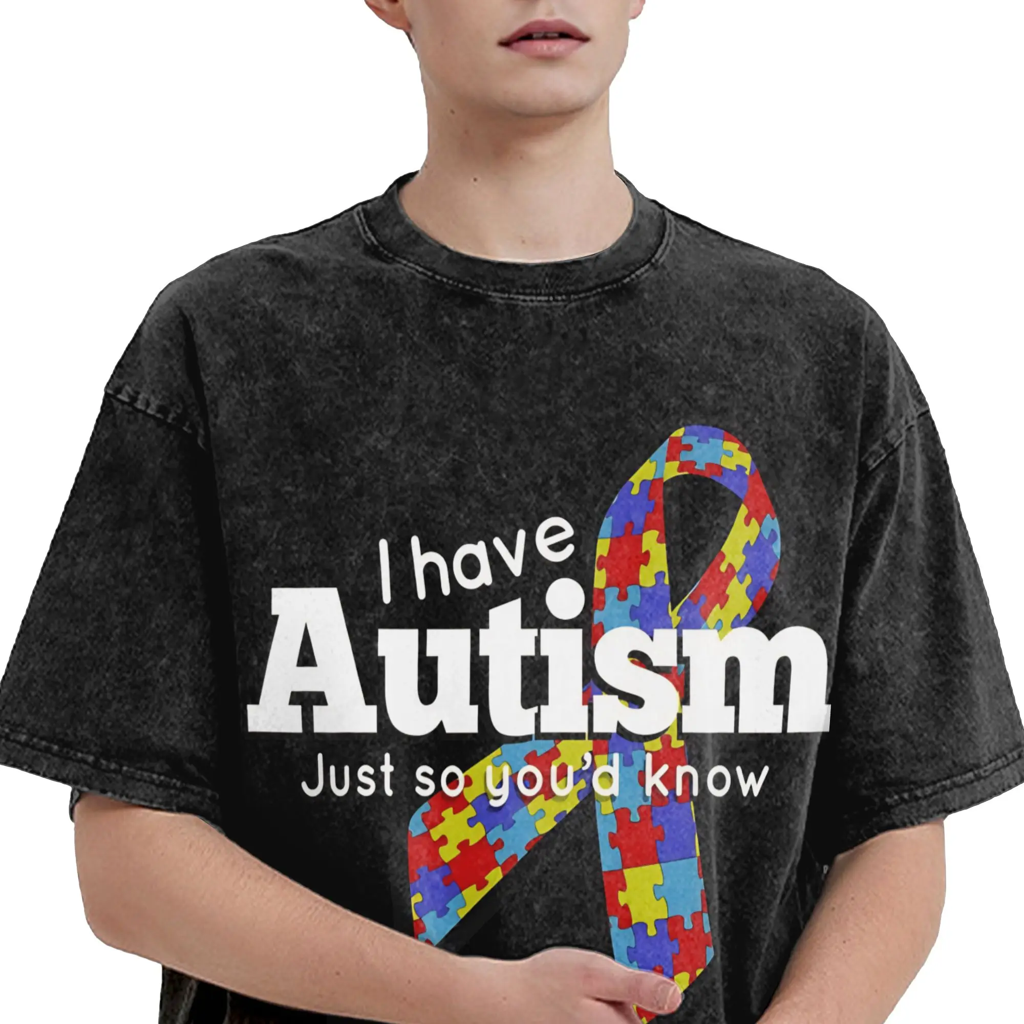 Please Be Patient I Have Autism T Shirt Washed Short Sleeve Oversize T-Shirt Novelty for Men Women Streetwear Printed Tees