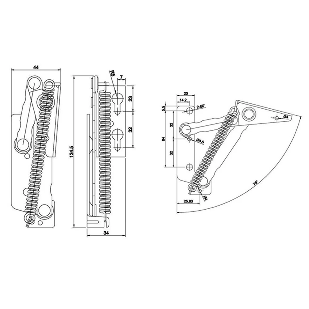 2pcs 13*2.3cm 80 Degree Sprung Hinge Stainless Steel Sofa Folding Scissor Hinge Cabinet Door Lift Up Stay Flap for top Support