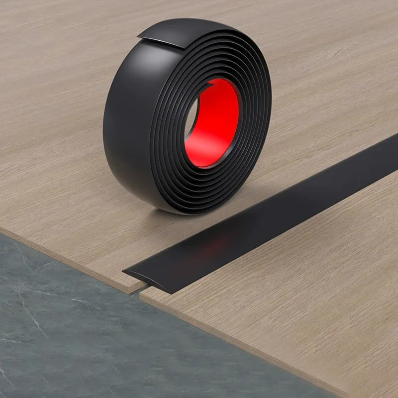 Self adhesive transition strip with wood grain edge design, suitable for gaps between floor edges and doorways.