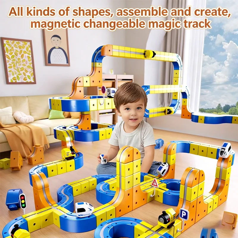 

Хит продаж: Магнитный гоночный трек для машинок, моторизованный поезд и гравитационный лабиринт Монтессори, развивающая игрушка-подарок для детей