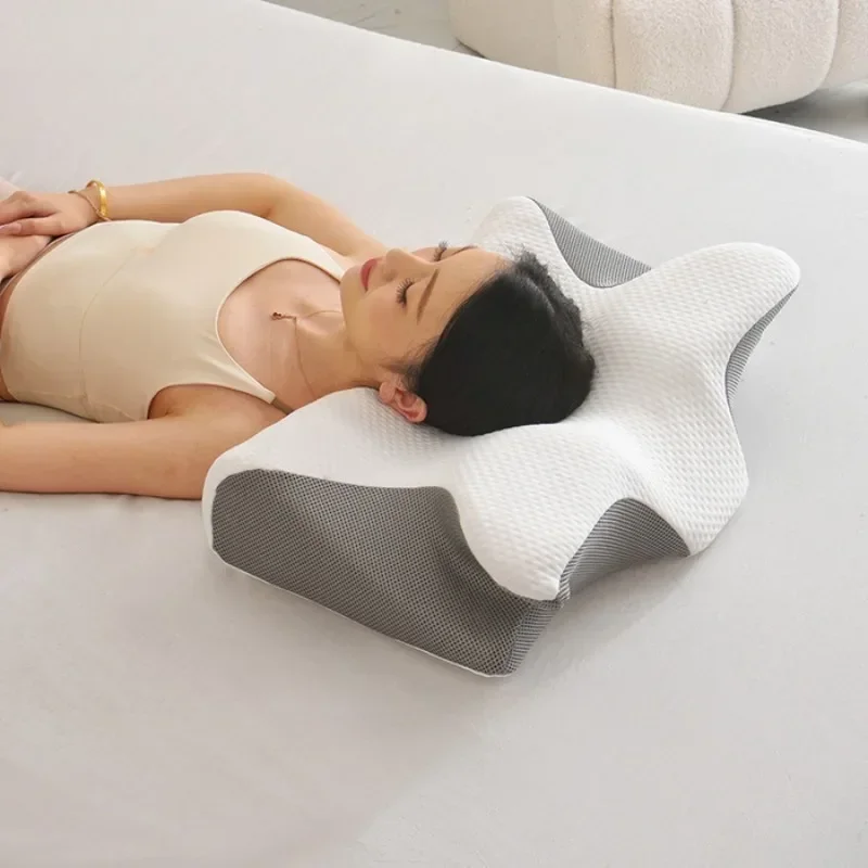 Class A butterfly pillow cervical spine memory cotton pillow core slow rebound does not collapse single sleep memory pillow.