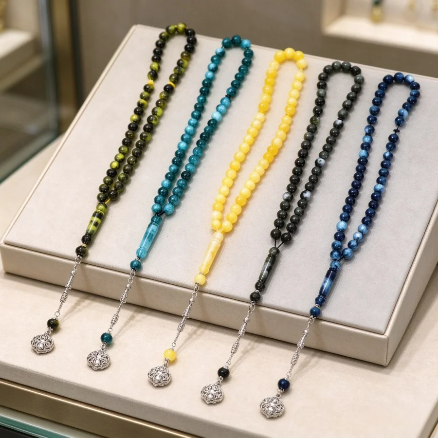 Arabic Style Handheld Resin Beads Tasbih, Handmade Prayer Beads, Festival Decor Ornament