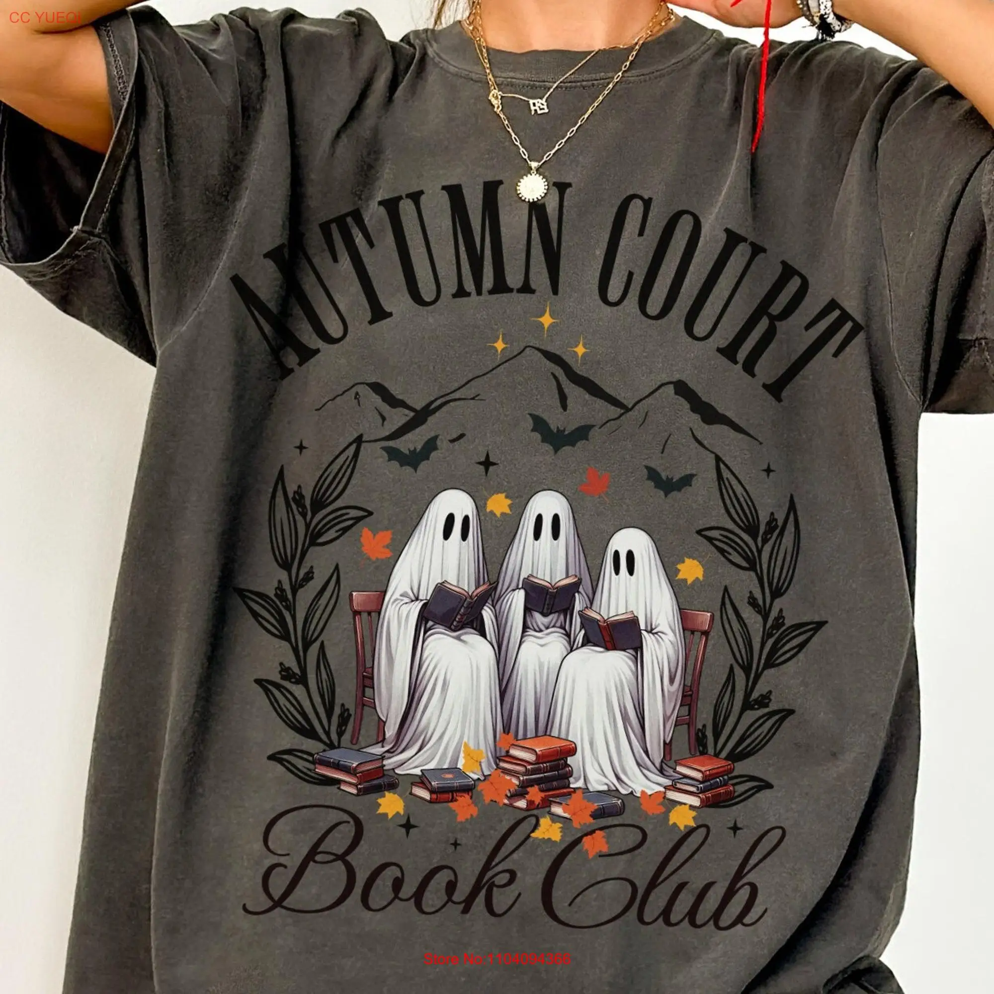 Autumn Court Reading Ghosts T Shirt LICENSED Sarah J Maas Merch Velaris City Of Starlight Ghost Acotar Booktrovert