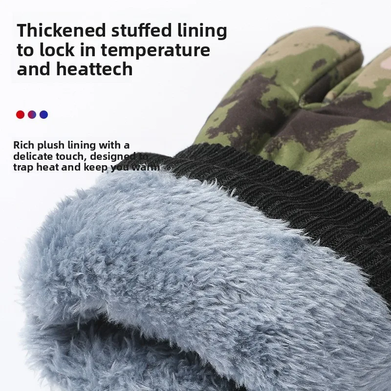 Winter Ski Gloves Touch Screen Compatible Riding Fleece Lined Thickened Warm Waterproof Non Slip Outdoor Cold Proof Snow Gloves