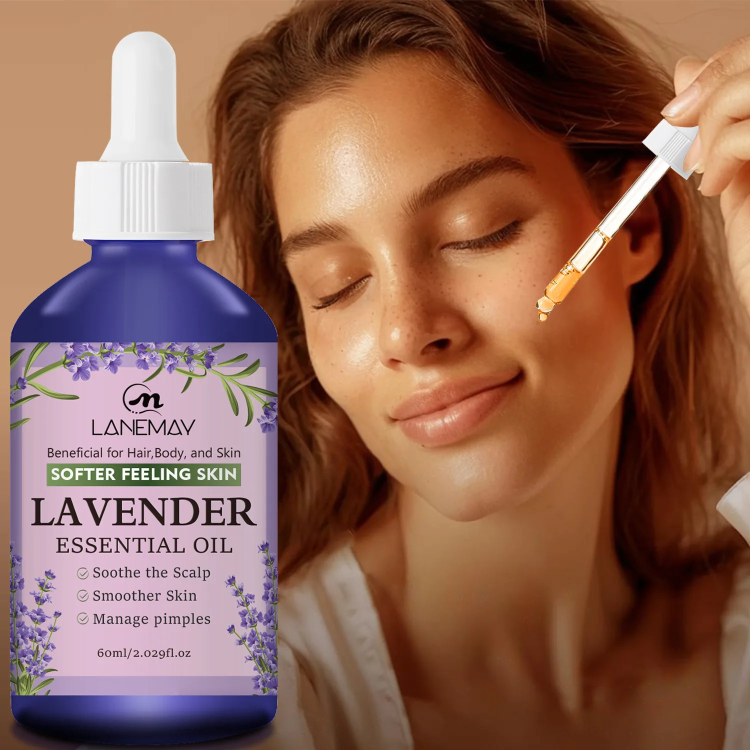 Lavender Essential Oil - Soothe Scalp, Smoother Skin & Manage Pimples - Beneficial for Hair, Body & Skin .