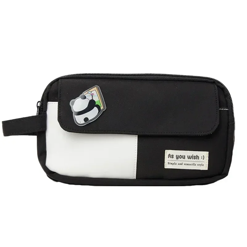 1 Piece Student Pencil Case for Boy Girl Simplicity Solid Color Series Pencil Bag Canvas High Capacity Staionery Storage Bag