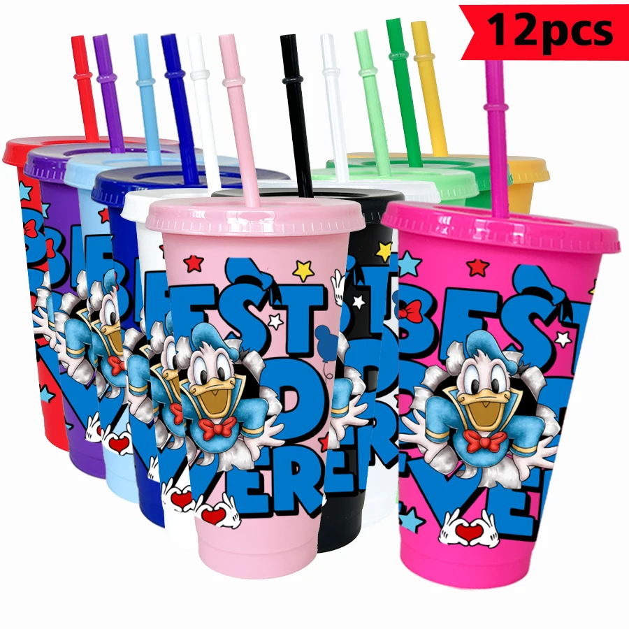 

12pcs/pack Disney,Donald Duck,Star 26oz Colorful Plastic Tumbler Birthday Party Drinking Utensils Juice Coffee Cup