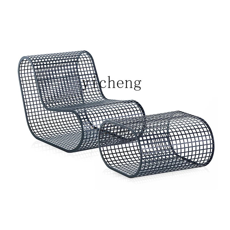 

Tqh Outdoor Sofa Combination Garden Creative Woven Hollow Aluminum Alloy Rattan Sofa