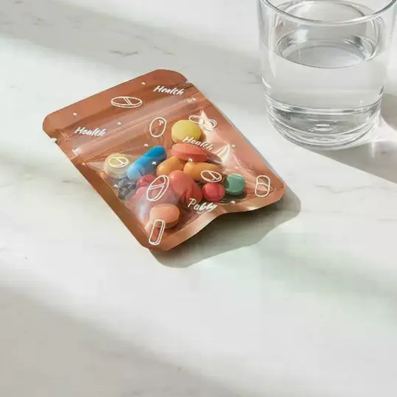 Convenient Travel Medicine Storage with Light-proof Zipper Lock Reusable Pill Pouch Set