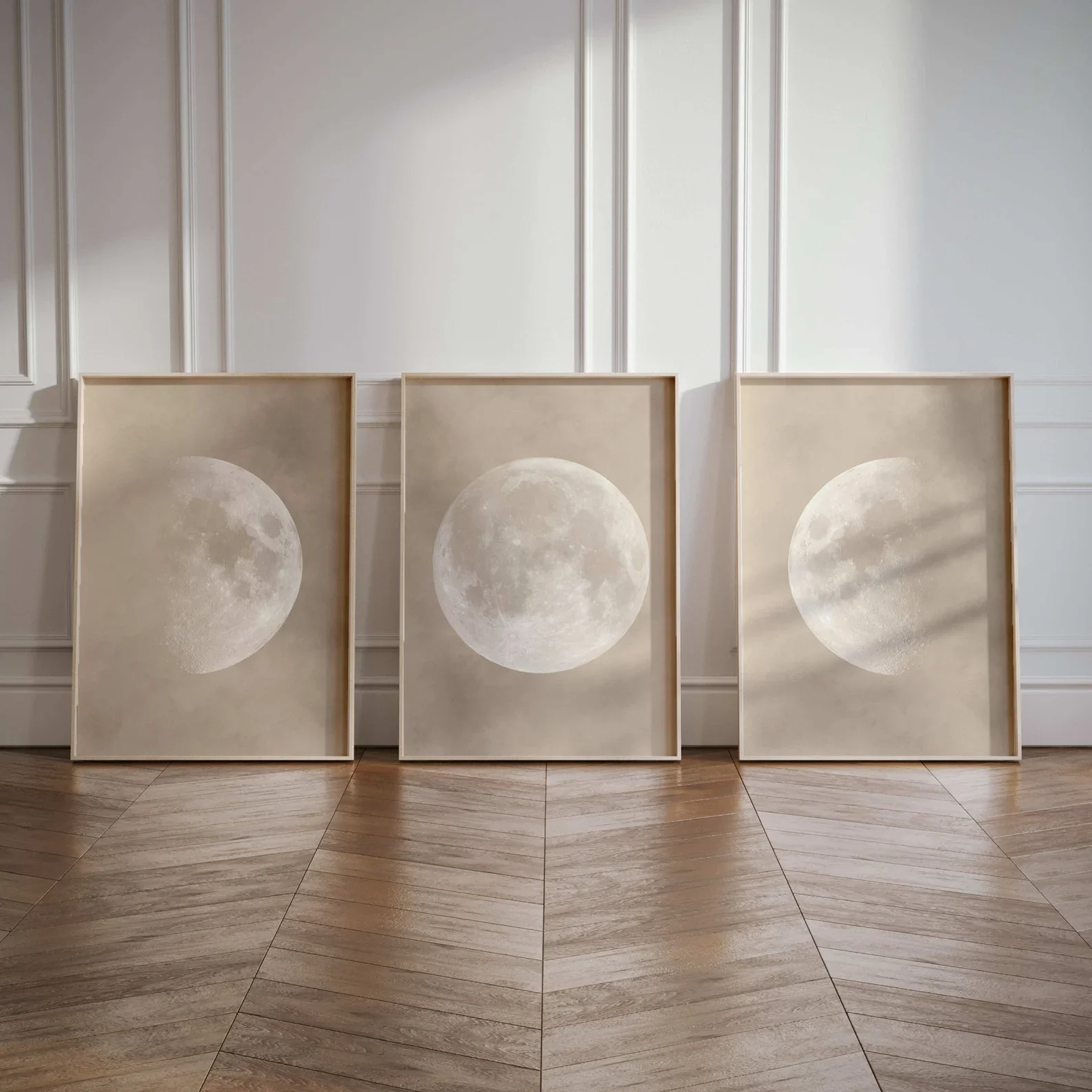 3PCS Bedroom Wall Art Moon Art Poster  Above Bed Decor  Neutral Wall Decor  White Witchy Decor  Canvas Paintings For Room Decor