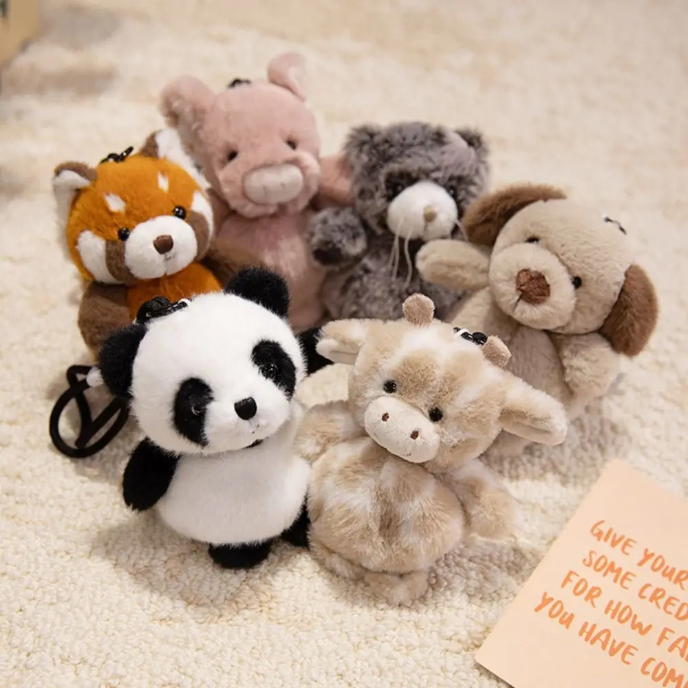 

Cute Lovely Design Plush Dolls Pendant Raccoon Dog Pig Plush Keychain Cartoon Panda Zoo Animals Plush Keyring Toy Collection