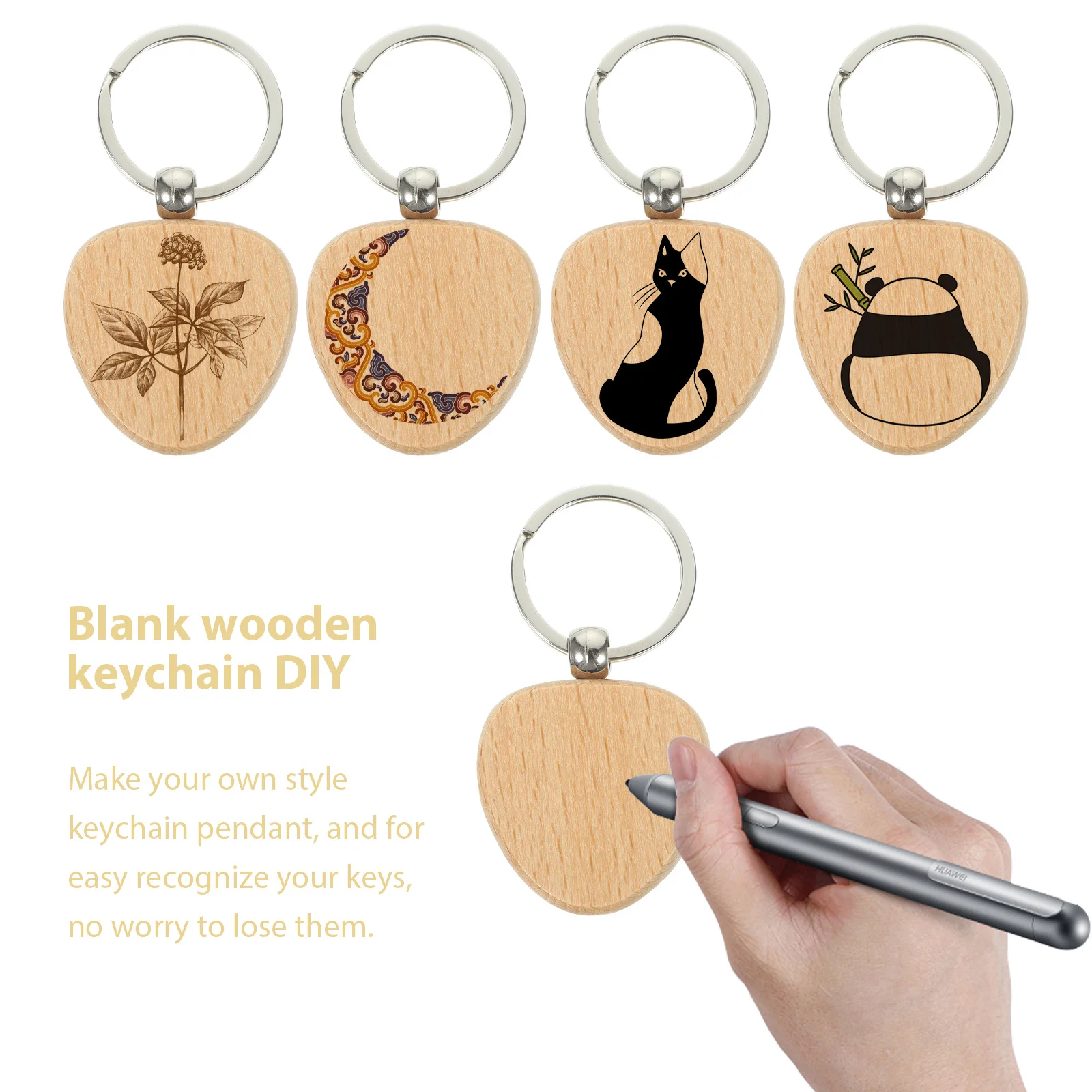 

20 шт., деревянные заготовки для ключей, пустые деревянные брелоки для ключей, сделай сам, гравируемый ремесленный брелок, праздничный подарок, аксессуары, деревянные заготовки для ключей