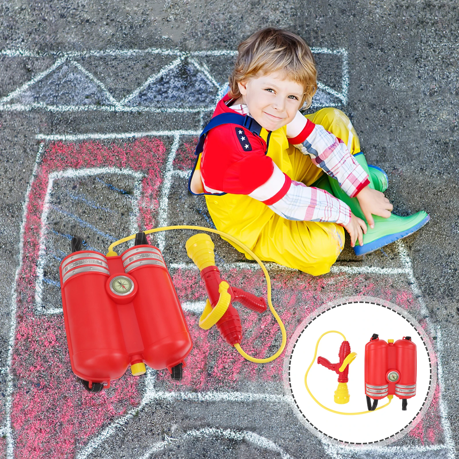 Brandweerman Waterpistolen Shooter Rugzak Kinderen Peuters Strand Zwembad Party Zomer Speelgoed Geweren Leuke vorm Ontwerp Bevorderen