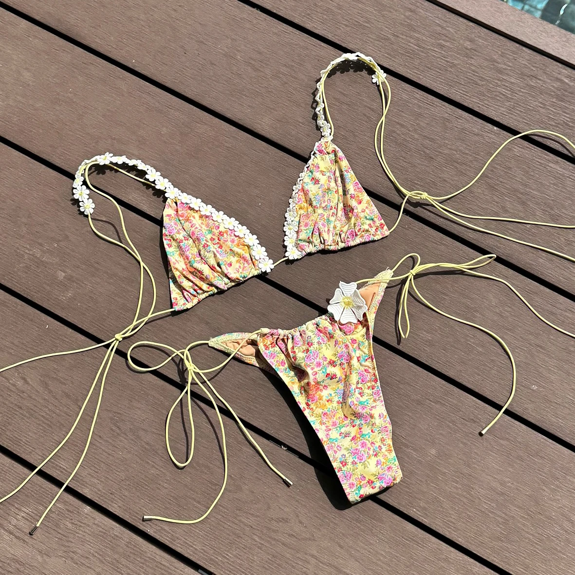 2025 Sexy Bikini Set Women Swimsuit Push Up Swimwear Female Bandeau Biquini Halter Bathing Suit Floral Print Bodysuit Beachwea image 6