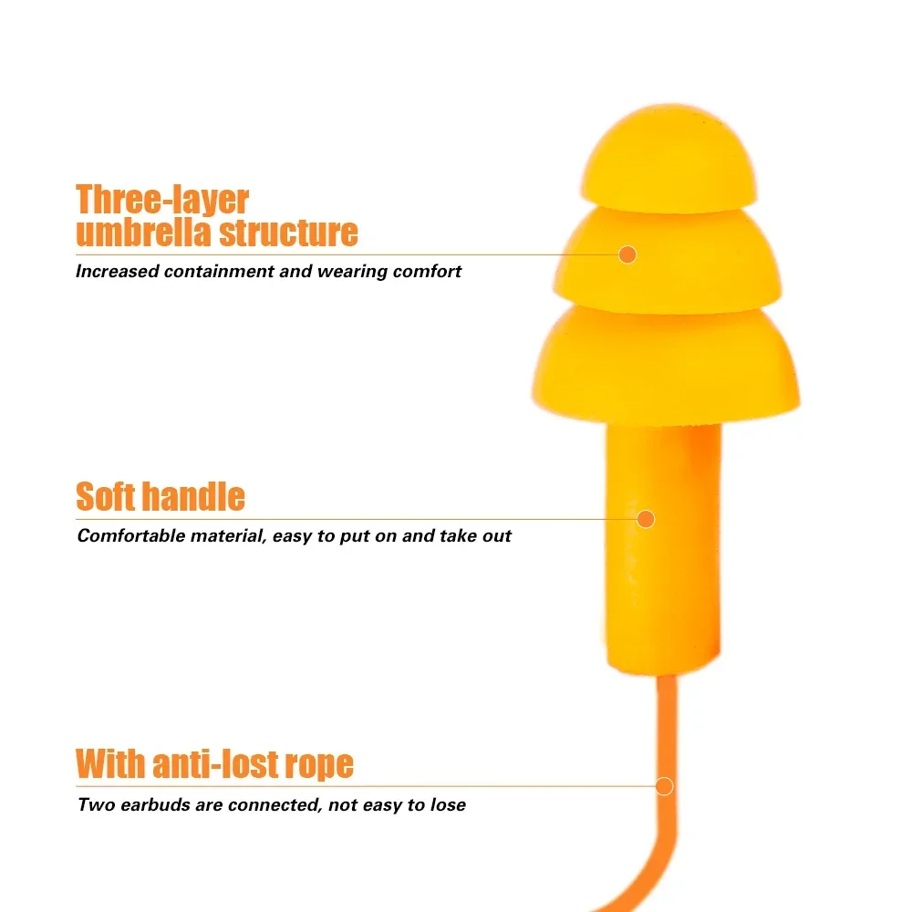Tampões de ouvido macios anti-ruído, à prova d'água, natação, silicone, com fio, anti-perda, reutilizáveis, com corda, proteção auditiva