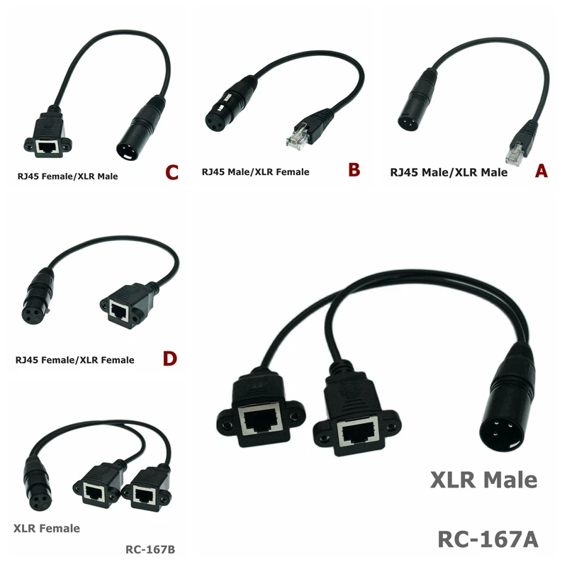المزدوج XLR 3Pin ذكر إلى RJ45 أنثى واجهة شبكة الصوت أنثى إلى XLR 3pin أنثى أنظمة إشارة الصوت والراديو كابل قصير