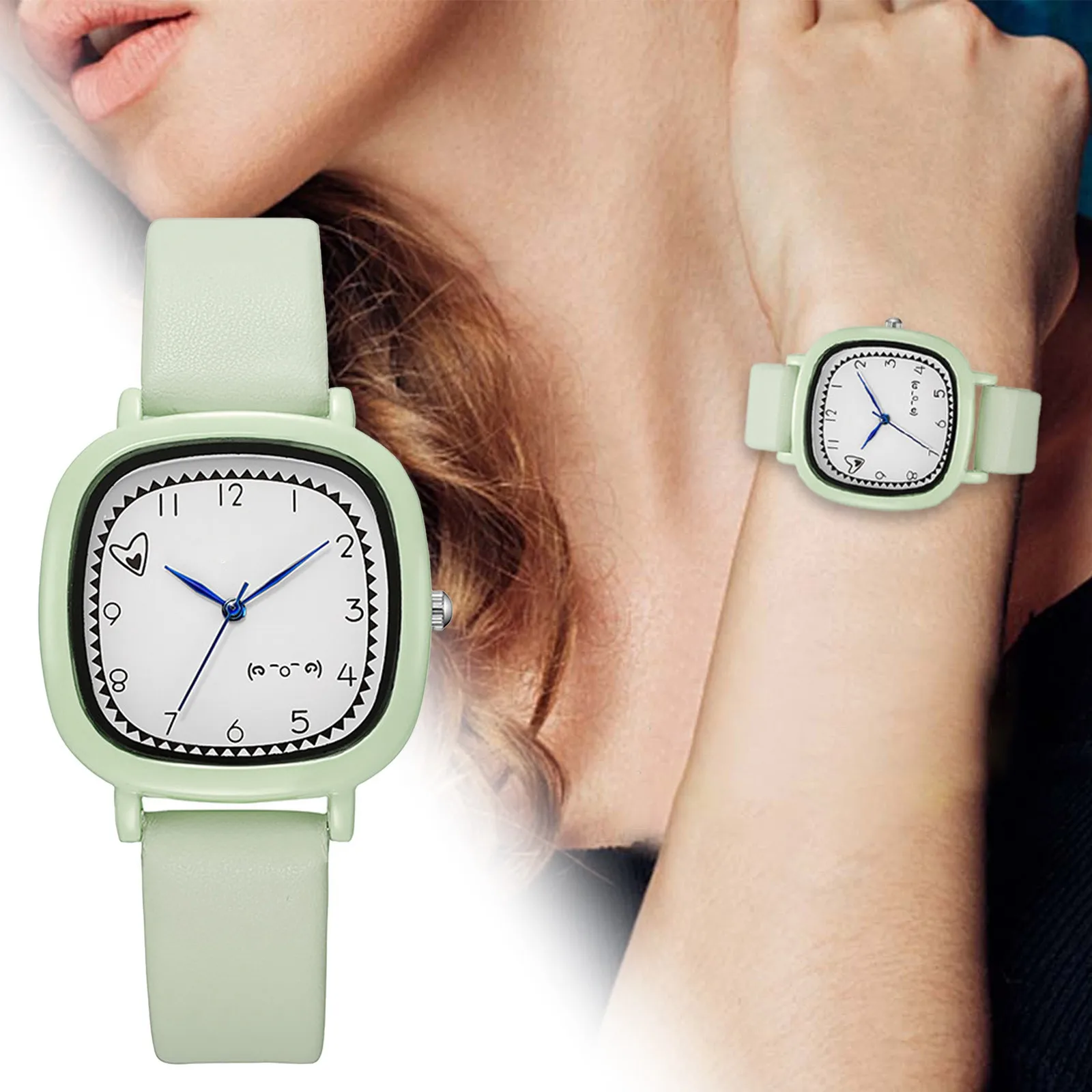 

Women Quartz Watches New Jelly Colored Silicone Strap Student Sports Square Watch Smile Dial Simple Movement Wristwatches