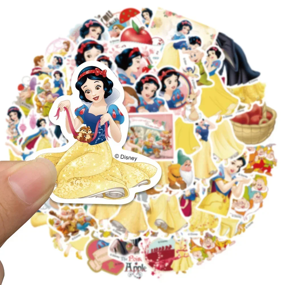 50PCS Snow White Stickers Disney Cartoon Decals For Scrapbook Diary Laptop Luggage Skateboard Graffiti Decal Classic Kids Toys