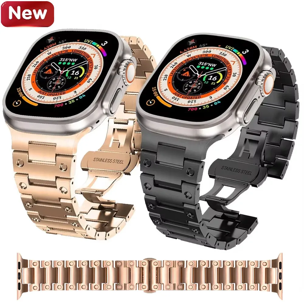 

Stainless Steel Strap for Apple Watch Ultra 49mm Adjustable High-end Luxury Wristband iWatch 10 9 8 7 6 5 4 SE 46/42/45/41/44mm