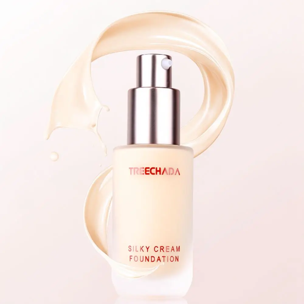 For For Treechada Silk Finish Liquid Foundation Waterproof Long Wearing Concealer Oil Control Base Makeup Natural Glow Look