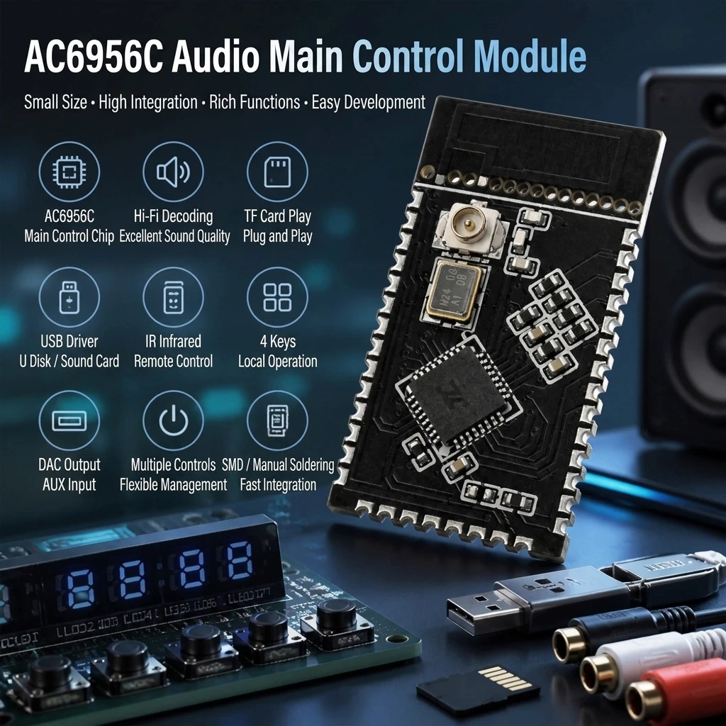 BT 5.3 2 In 1 Audio Transmit Receive Module AC6956C Stereo Transceiver Onboard PCB Antenna 36 Pins Audio Development Board