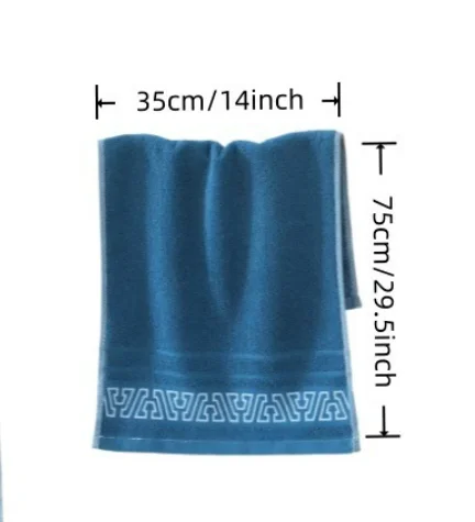 Cotton Hand Towels Set with Geometric Border, Soft Absorbent Towels for Bathroom, Kitchen, Gym, Multiple Colors