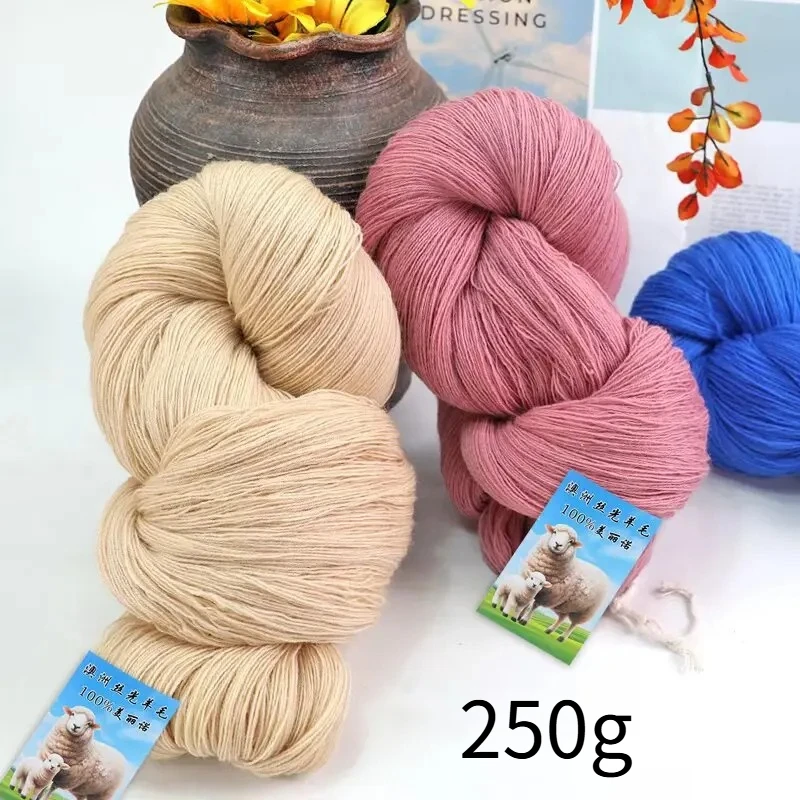 

250g 100% Merino Wool Yarn, Silky Cotton Fine Wool Thread,High-end Knitted Yarn, DIY Sweater Blanket Scarf Glove Crochet Thread