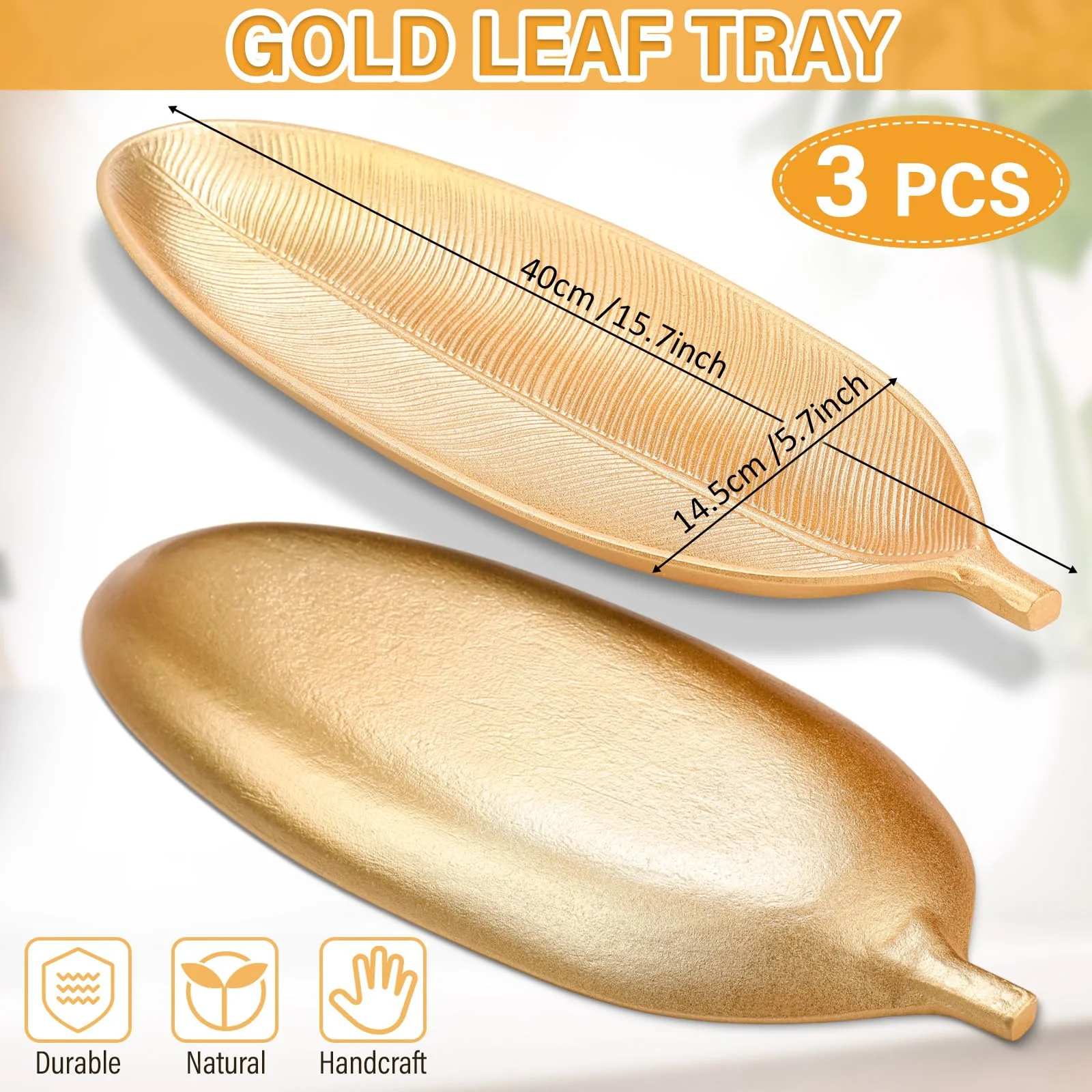 Nordic Wooden Tray Gold Leaf Shape Serving Tray Jewelry Pallet Fruit Snack Candy Dish Table Decoration Storage Organizer