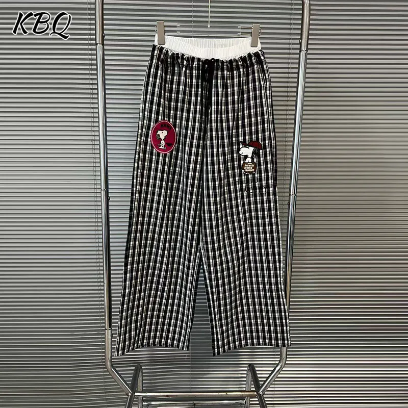 

KBQ Loose Spliced Appliques Casual Pants For Women High Waist Patchwork Pocket Summer Temperament Trousers Female Fashion New