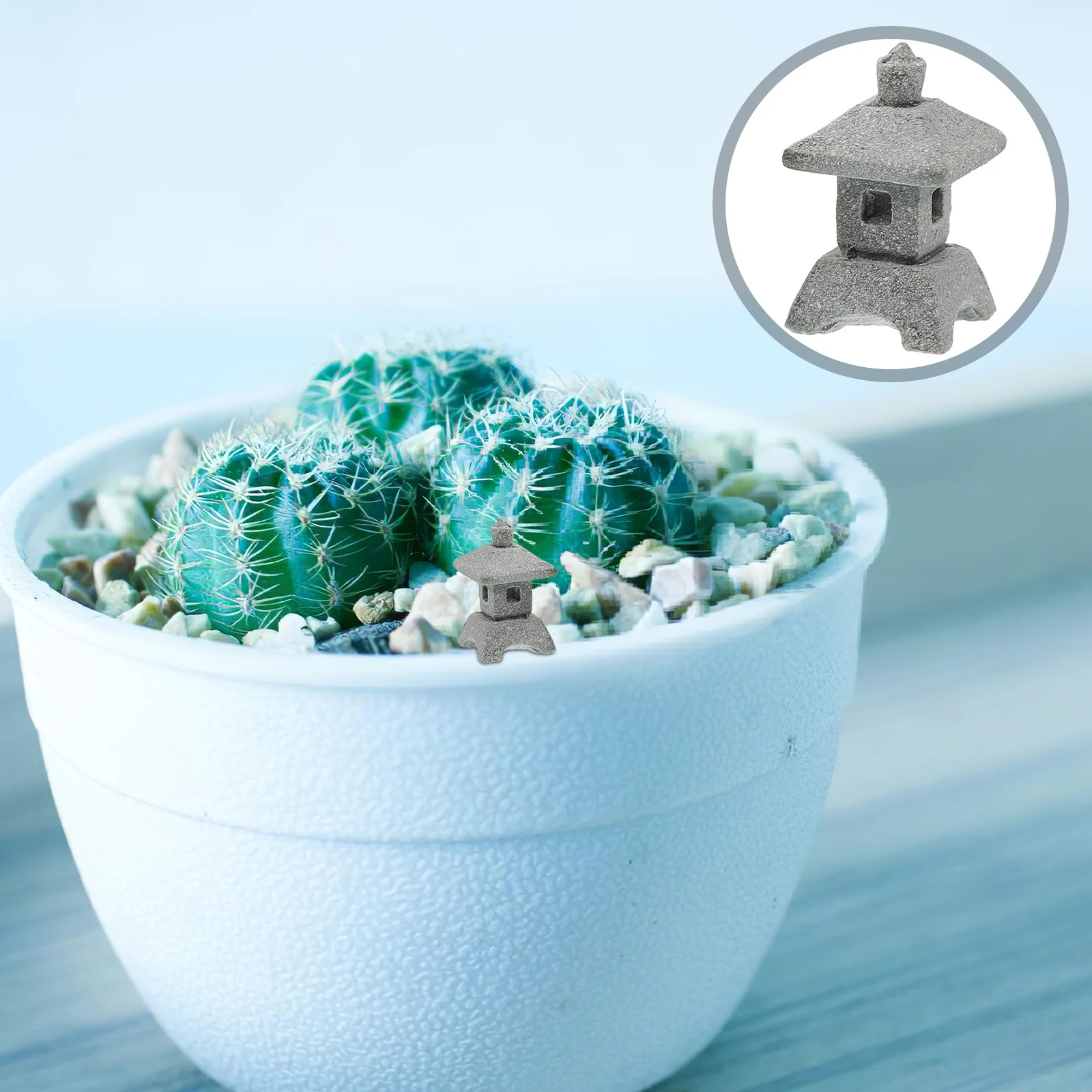 

1pcs Mini Sandstone Japanese Lantern Statue For Micro Landscape Garden Decor Zen Pagoda Ornament Outdoor Asian Pavilion Rockery