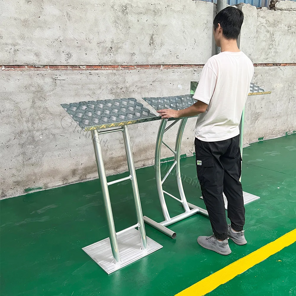 KKmark Simple Design Customized Angle Speech Pulpits Aluminum Truss Lectern Standing Podium for Presentations
