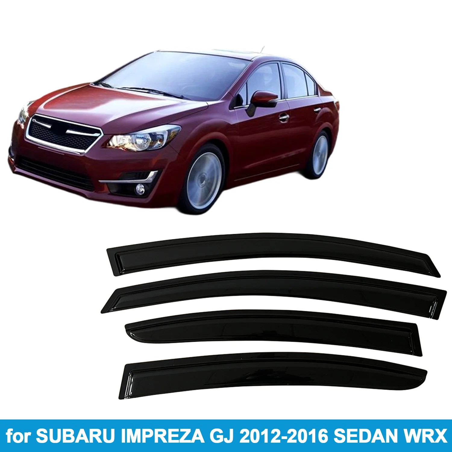 

Window Visor for SUBARU IMPREZA GJ 2012-2016 SEDAN WRX Rain Guard Side Vent Deflector Weathershield Outside-Mount Tape On