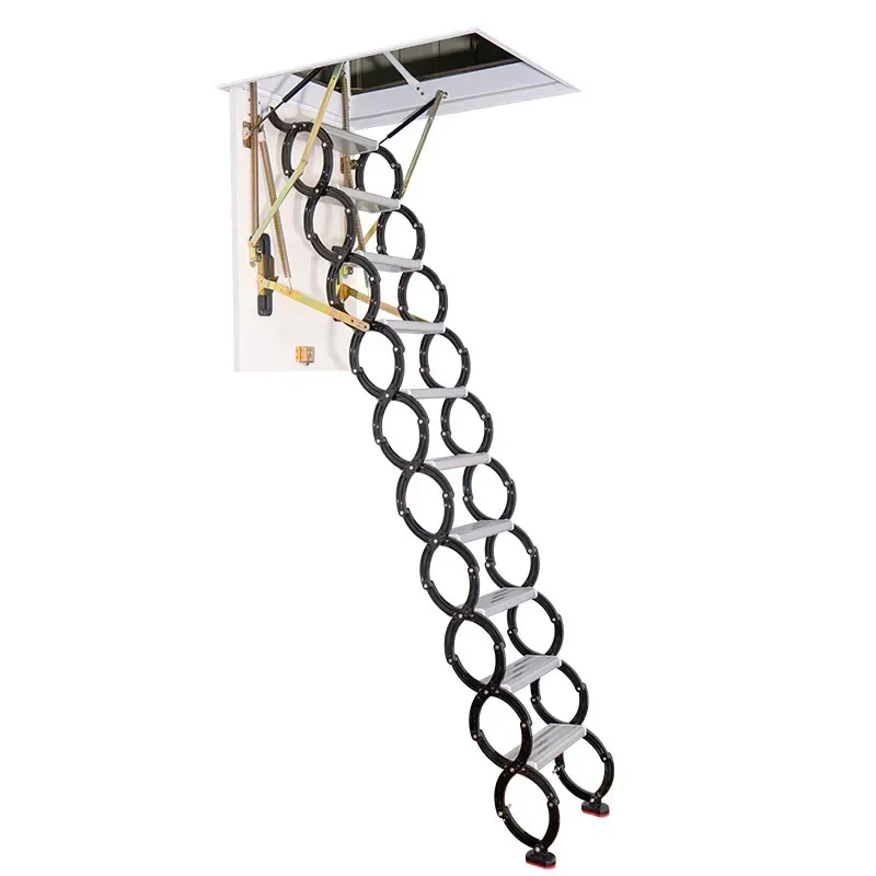 อัพเกรดปกปิด Attic Retractable บันไดในร่มไฟฟ้า Lift Compound Villa อัตโนมัติพับบันไดขยาย