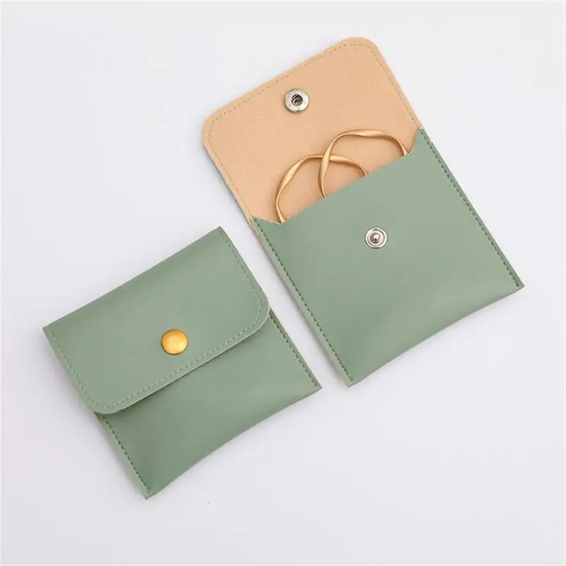 Jewelry Bag 8X8cm PU Leather Women Travel Portable Jewelry Storage Bag Candy Color Necklace Ring Earrings Jewelry Organizer