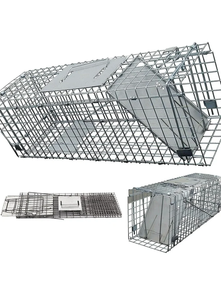 New Live Animal Cage Trap Humane Cat Rodent Control Folding with Handle for Rabbits Stray Cats Squirrels Raccoons Groundhogs