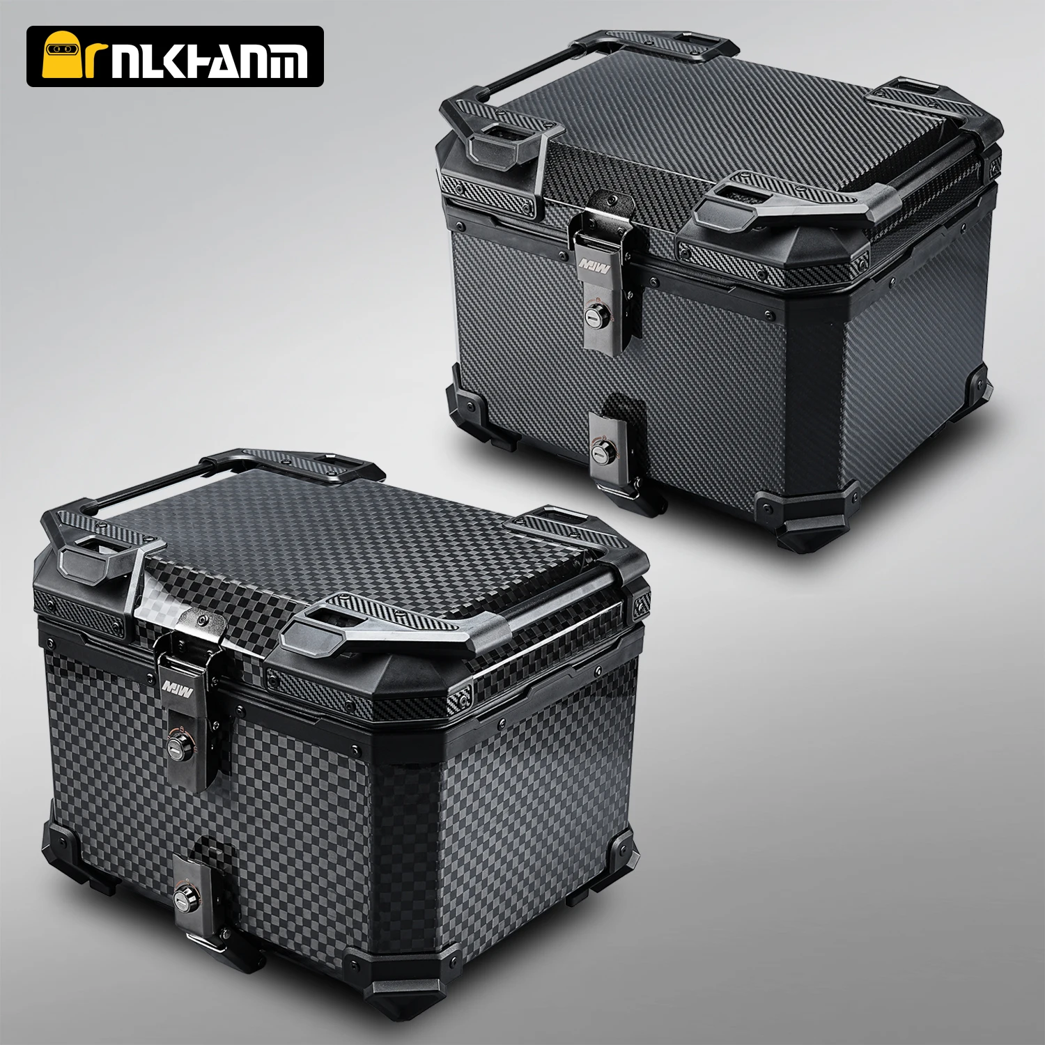 

55L Carbon/Aluminum Motorcycle Trunk Box Waterproof Top Box Tail Box Trunk Universal Motorbike Storage Case Tail Box Luggage