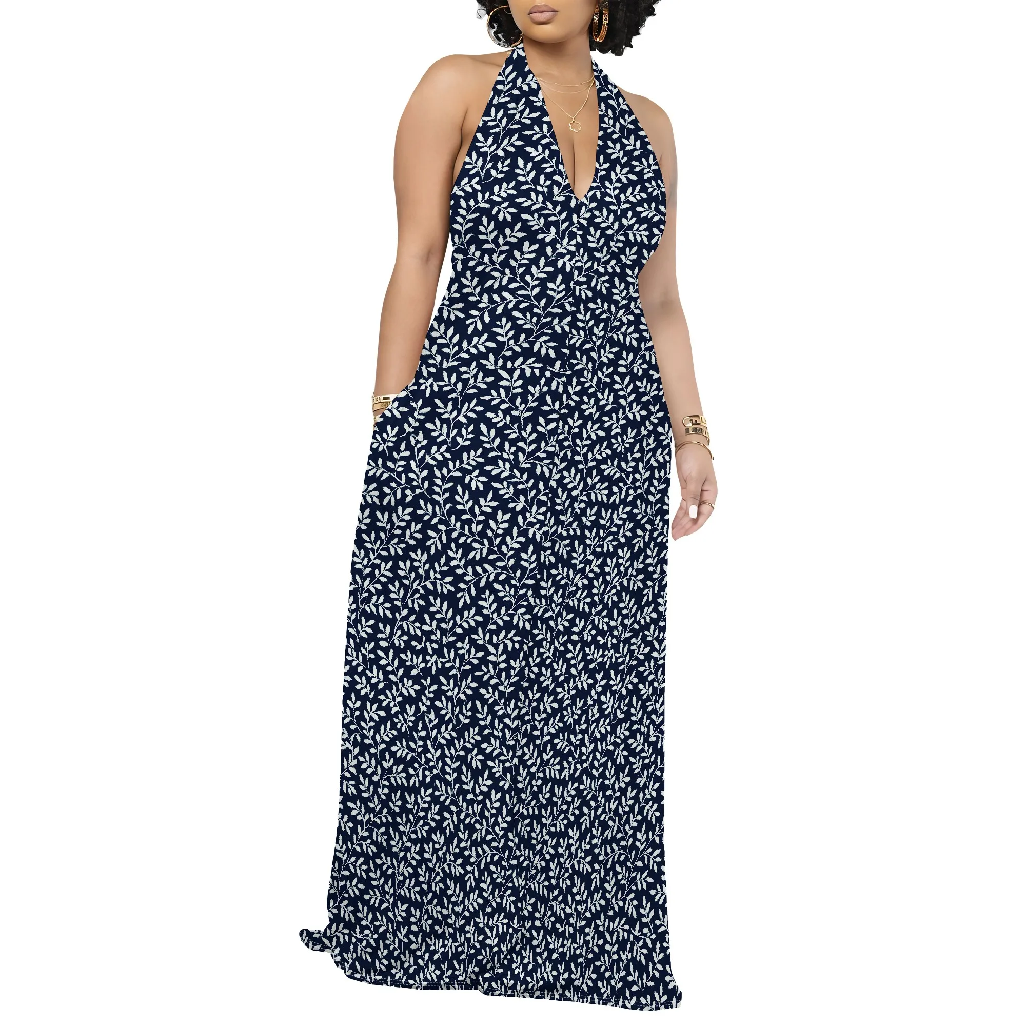 

Women's 2025 Maxi Sundresses Summer Beach Long Wrap V-Neck Floral/Solid Casual Dress for Women