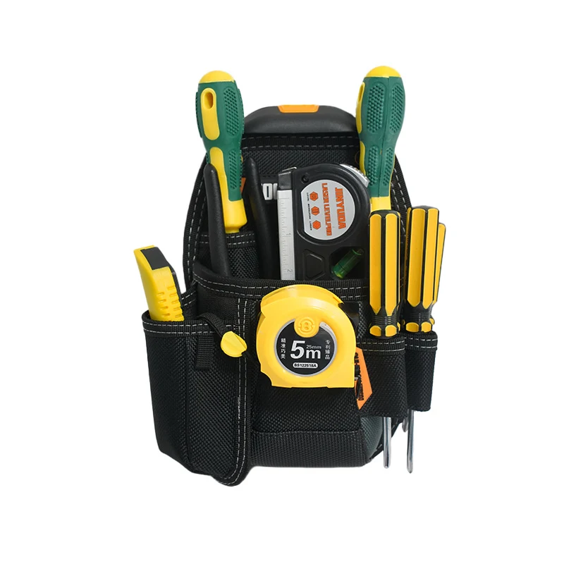 Portable Tool Bag / Mini Utility Knife Pouch Quick-Hook Work Belt Organizer for Carpenter Electrician Builder Technician Storage