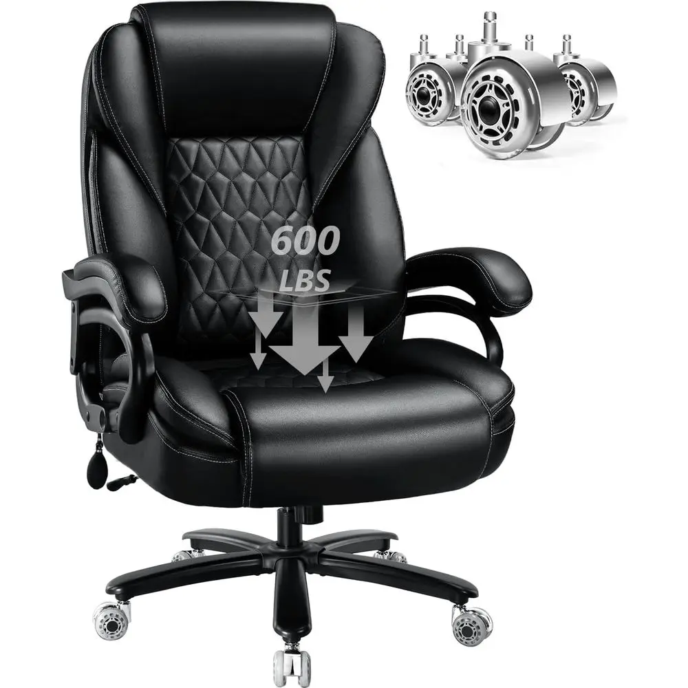 

Ergonomic Heavy-Duty Office Chair for Big and Tall, 600lbs Capacity, with Adjustable Lumbar Support and Dual Rubber Wheels